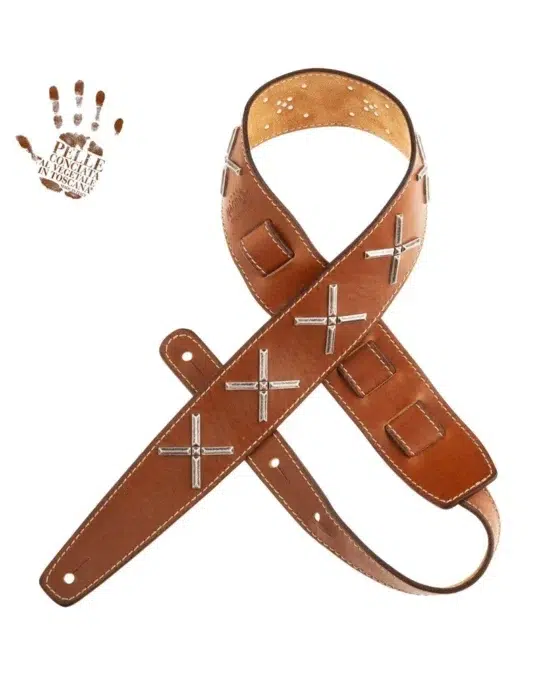 Guitar Strap Holes Hs Tribute Pompei 6 Cm Stone Washed Marrone Magrabò Guitar Straps 1